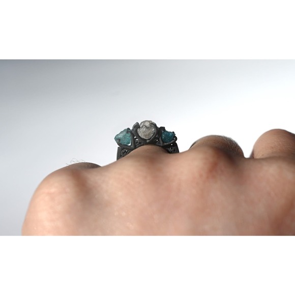 alternative raw diamond engagement ring raw crystal size 4 5 6 7 8 8 9 10 11 12 - Picture 2 of 3